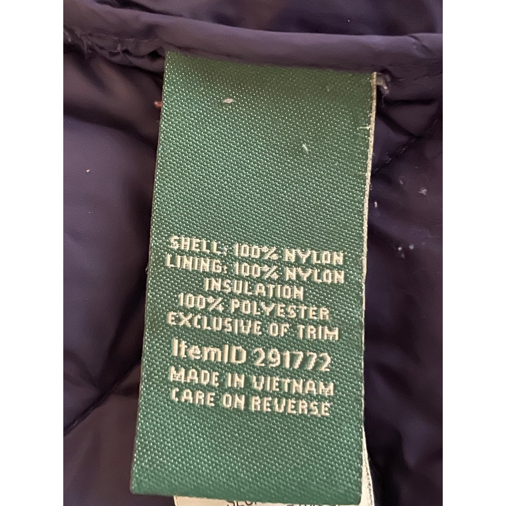 LL Bean Womens Quilted Puffer Jacket Blue Diamond Stitch Snap Front L 291772 - Picture 4 of 6